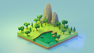 Timbered Drift: The Mountain's Secret | 3D Mini World 3d animation branding graphic design low poly mini worlds low poly worlds mini worlds motion graphics ui