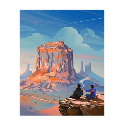 Monument Valley design digitalpainting editorial freelance illustration painting travel wanderlust