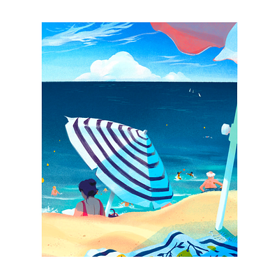 Plage d'Azur adobe beach cotedazur digitalpainting editorial france illustration painting photoshop summer travel wanderlust