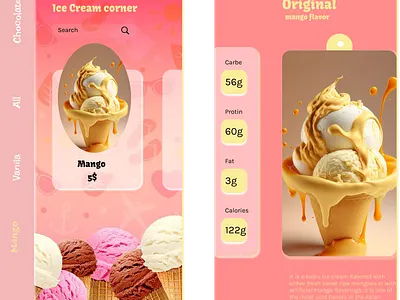 Ice Cream app design app design figma ice ice cream app ice cream app design mango mango iceram ui ui app design ui ice ui icecream uiux app uiux icecream