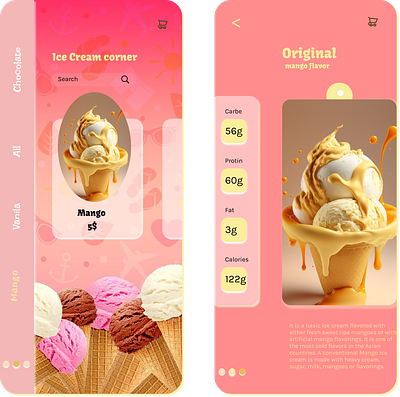 Ice Cream app design app design figma ice ice cream app ice cream app design mango mango iceram ui ui app design ui ice ui icecream uiux app uiux icecream