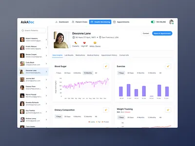 Health Monitoring Platform app appointment data doctor health healthtech monitor patient product track web