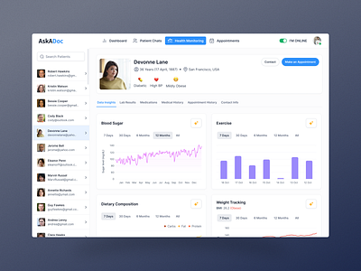 Health Monitoring Platform app appointment data doctor health healthtech monitor patient product track web