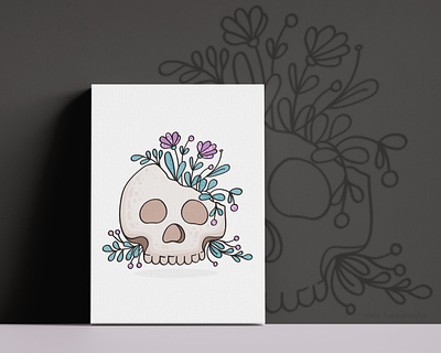 skull w flowers blooming blossom day of dead design flowers graphic design halloween illustration skeleton skull typography vector