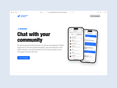 Messaging - Chat with your community chat hero section landing page messaging ui ui design web3