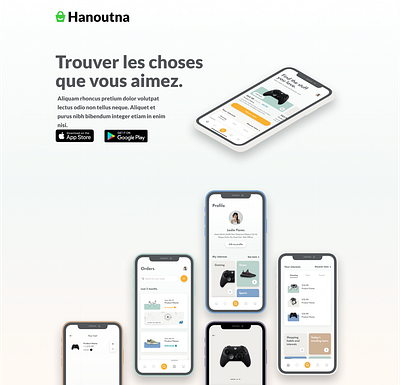 Hanoutna App Landing Page Design app design branding figma landing page ui