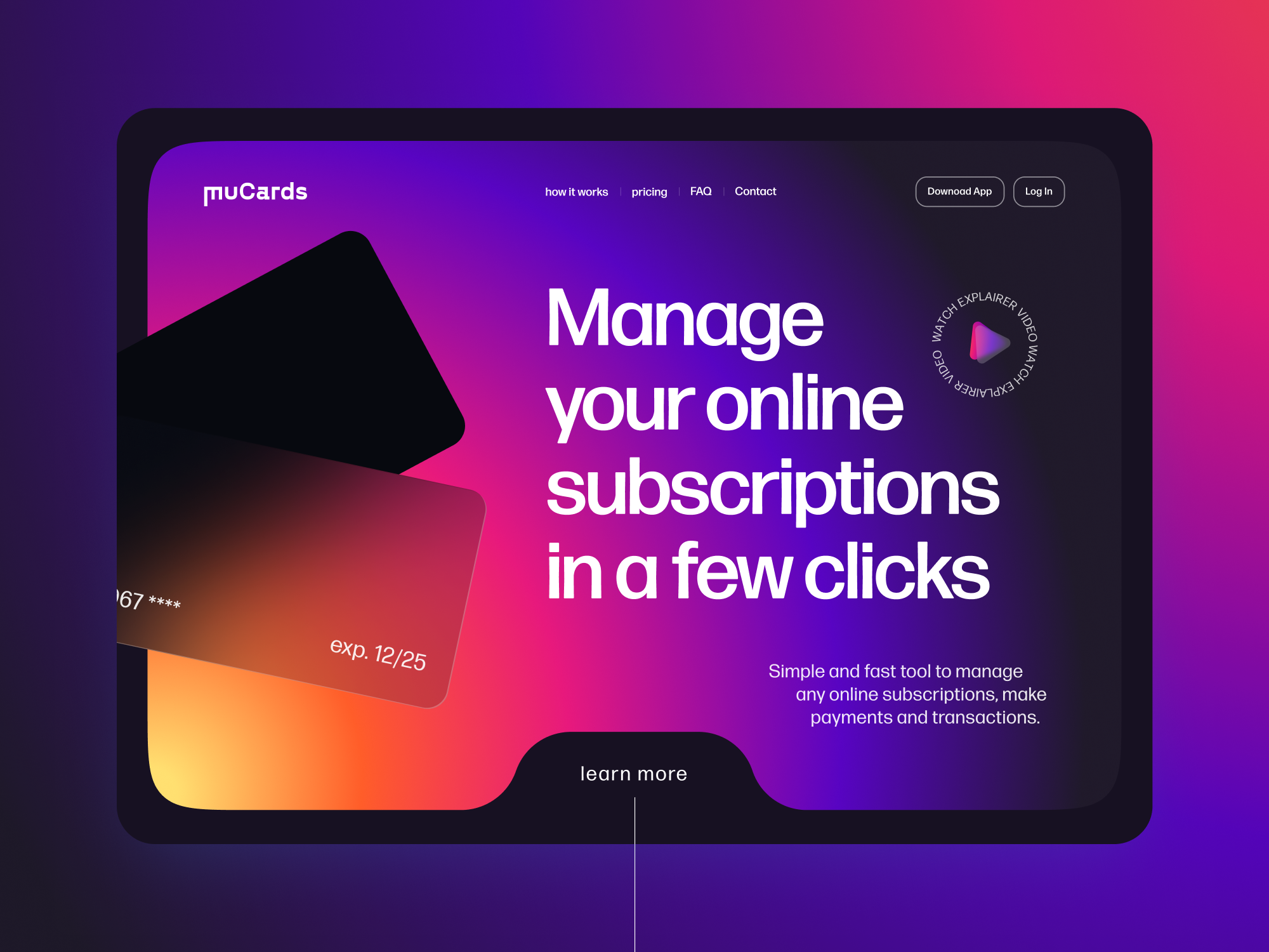 Finance management utility landing page concept app bright crypto dark theme design finances fintech glassmorphism gradient graphic design homepage illustration landing typography ui vector web web concept webdesign website