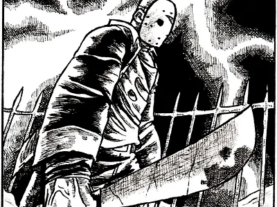 Jason Voorhees black and white character character design digital friday friday the 13th handdrawn horror illustration ink jason jason voorhees lineart monochrome terror