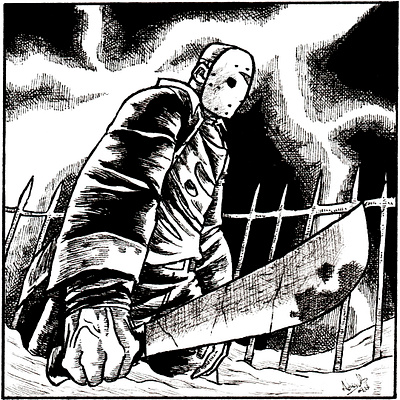 Jason Voorhees black and white character character design digital friday friday the 13th handdrawn horror illustration ink jason jason voorhees lineart monochrome terror