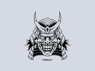 Samurai Mask Art art design graphic design illustration lineart linework mask samurai vector