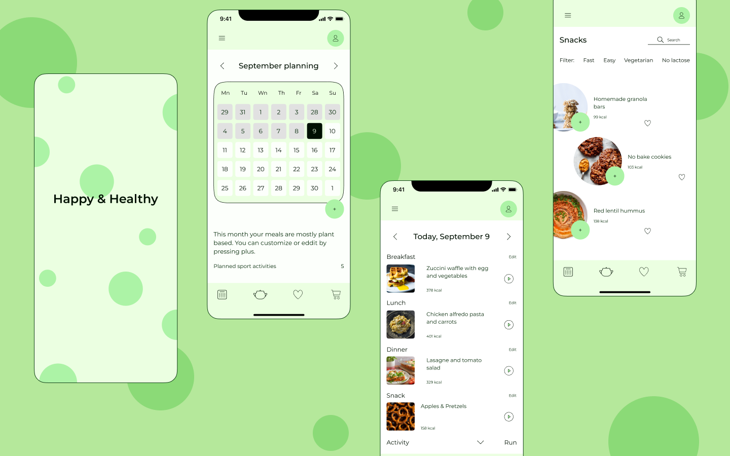 Example of App "Happy and Healthy" design