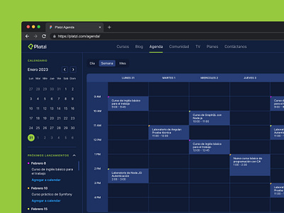 Agenda Platzi calendar product design ui uxui visual design web