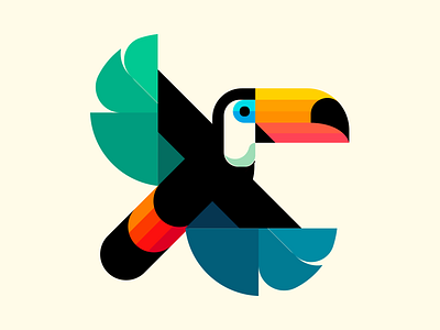 Toucan Illustration: Modern Geometric Art boldcolors. graphic design
