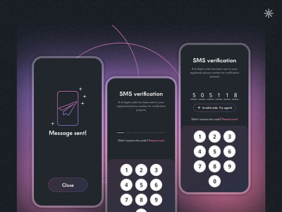 Verify Now! app appdesign code darkmode design designinspiration dribbbleshowcase inspiration mobiledesign mobilescreen sms smscode success ui uidesign ux uxdesign uxui verification visualdesign