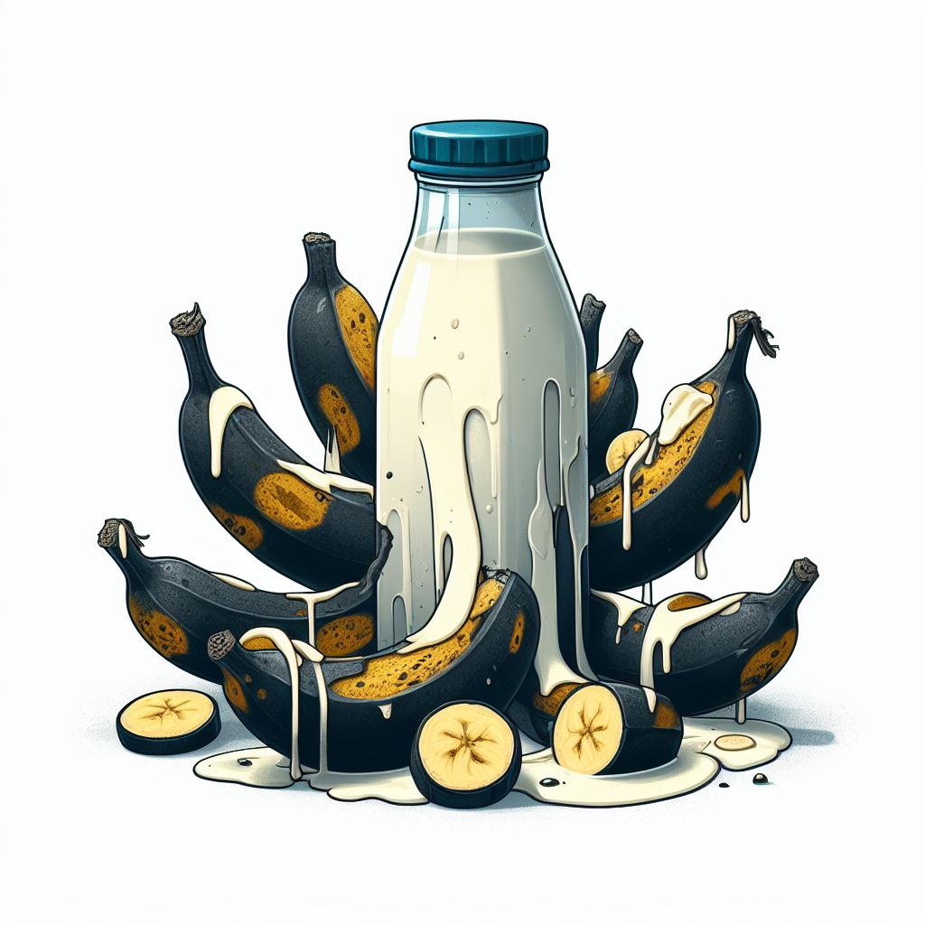 A banana milk that has been attacked by spoiled bananas. graphic design illustration vector