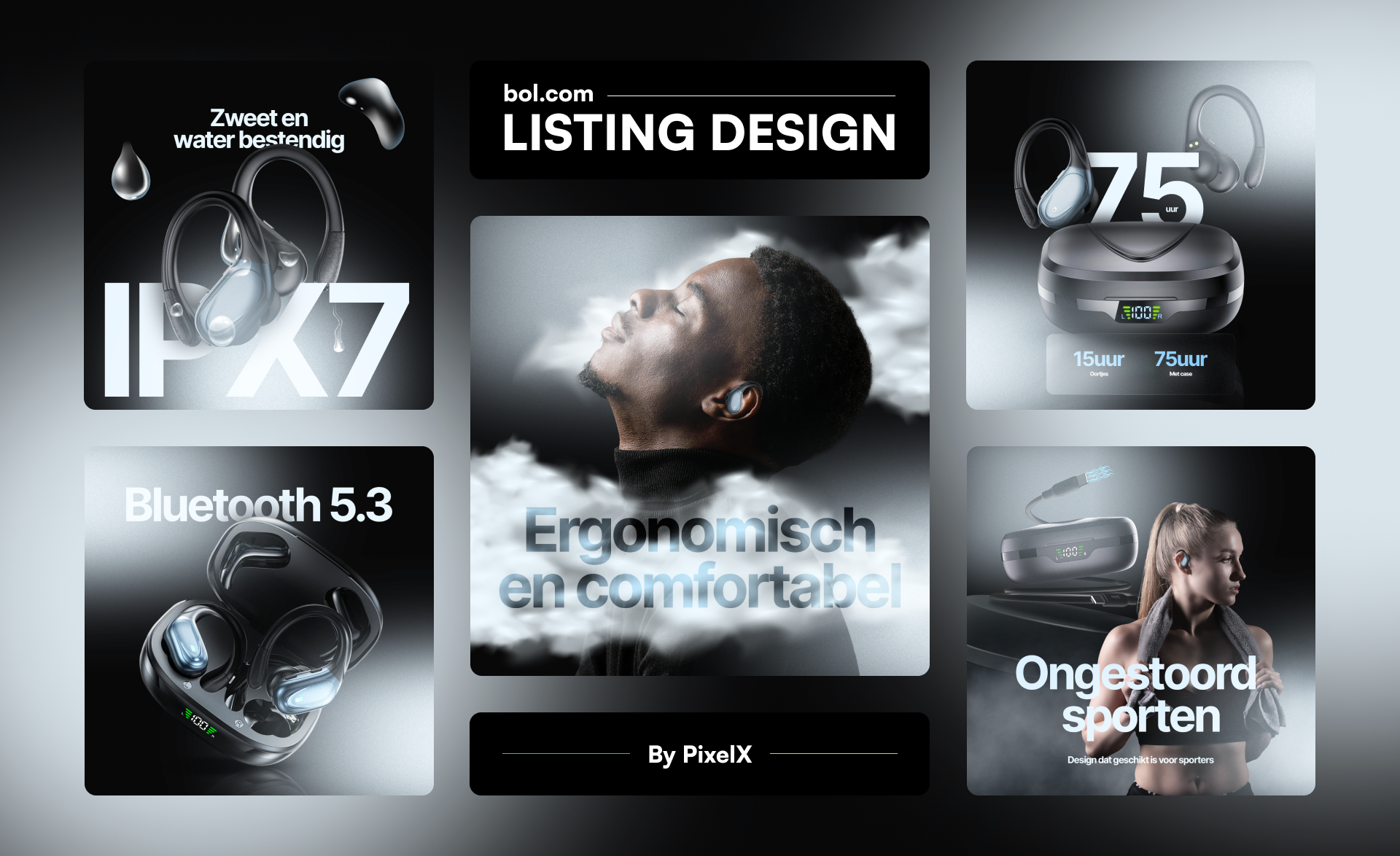 Earbuds listing design for bol client amazon amazon infographic amazon listing bol bol infographics bol.com graphic design infographic design listing design packaging design product infographic design social media design
