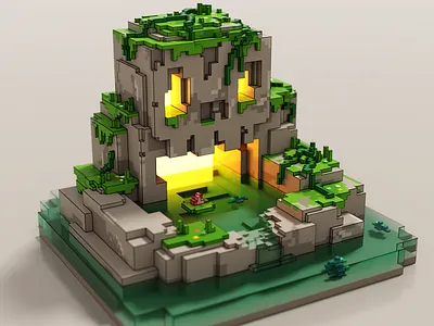 Skull Pond 3d blender diorama magicavoxel pixel pond skull voxel