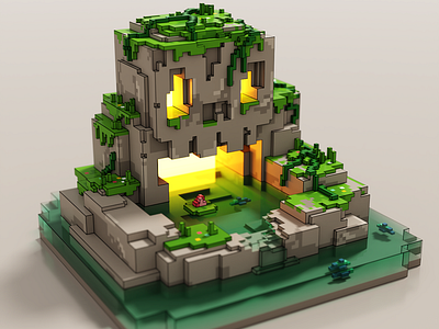 Skull Pond 3d blender diorama magicavoxel pixel pond skull voxel