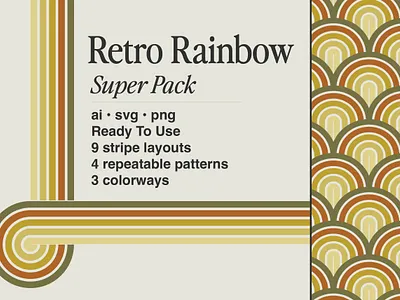 Retro Rainbow Vectors 60s 70s patterns rainbow retor retro colors retro patterns retrostripes vector