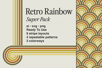 Retro Rainbow Vectors 60s 70s patterns rainbow retor retro colors retro patterns retrostripes vector