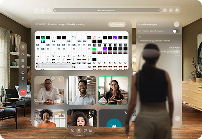 Google meet for Vision pro augumented reality design product design ui user interface ux vr