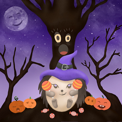 Halloween Hedgehog halloween illustration procreate