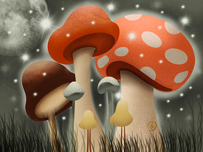 Mushroom land illustration mushrooms procreate