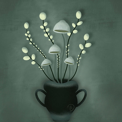 Mushroom pot graphic design illustration procreate
