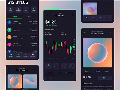 Crypto & NFT Wallet Free Download app application crypto cryptocurrency dark mode figma free freebie graph green list mobile mobile app nft pricing stocks ui user interface ux wallet