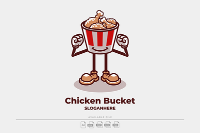 Chicken Bucket Mascot cartoon chicken chicken bucket design food fried chicken graphic design icon illustration logo vector