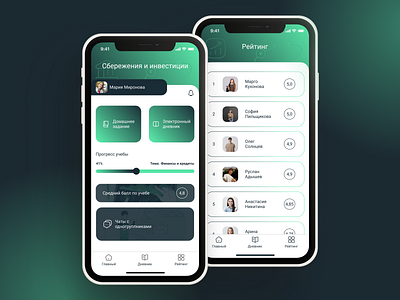 Mobile application for the school of additional education app app design apple application for school business application design green interface main screen mobile application school ui uxui
