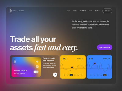 Trading Finance Website Landing Page Inspiration above the fold crypto design finance landing market minimal trading ui ux website