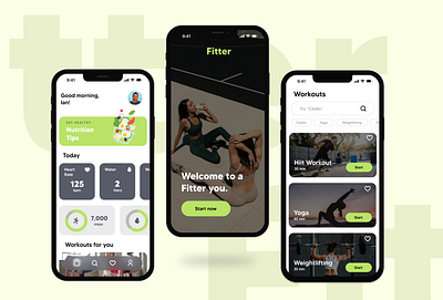 Fitter - Health and fitness app design app app design clean design exercise fitness fitness app health lifestyle modern ui ux workout