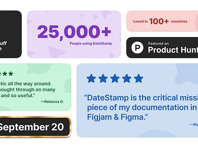 DateStamp social promo bento collaboration community date datestamp design figjam figma plugin product producthunt software time timestamp tool tooling ui widget