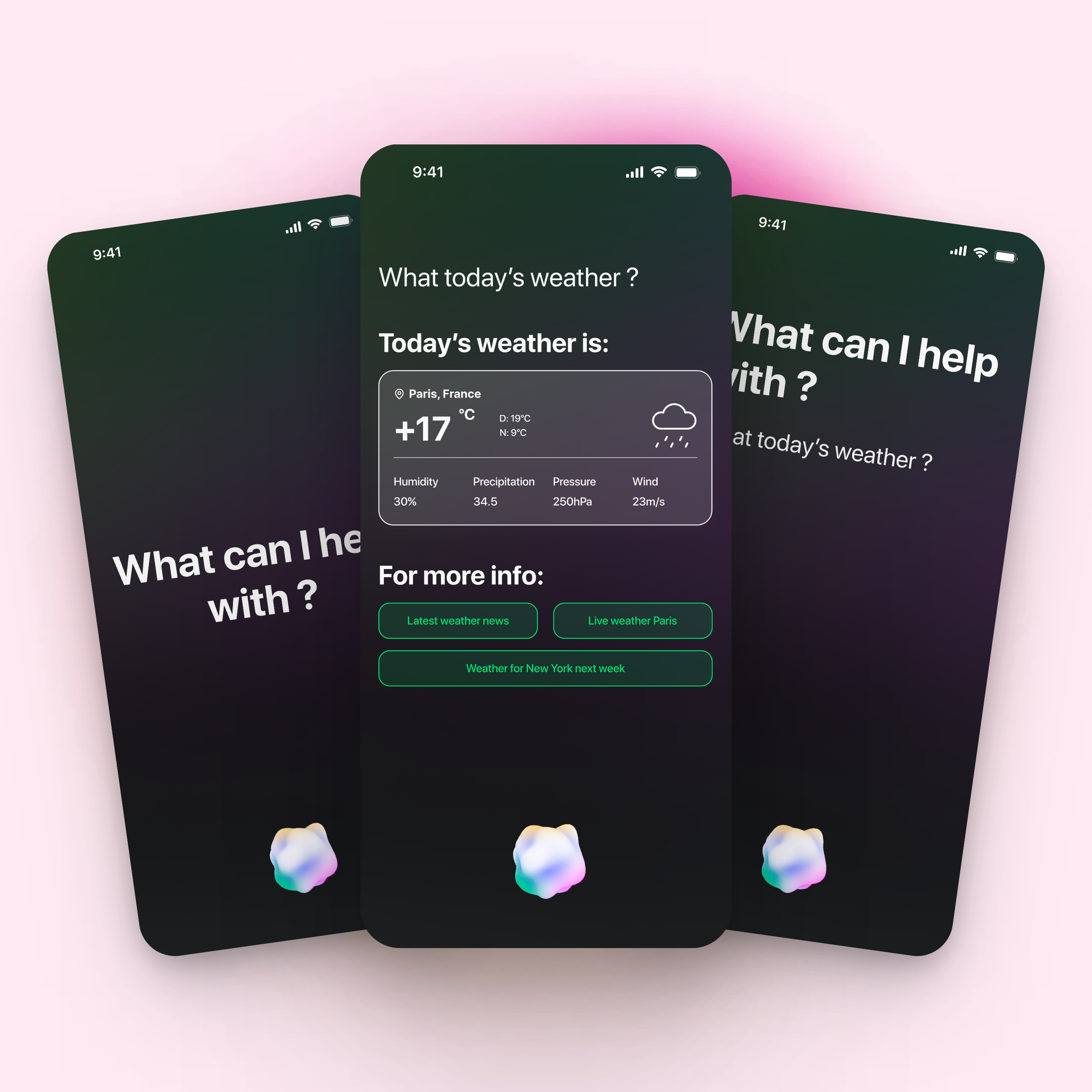IA voice chat app app branding cuberto design fantasy finance graphic design illustration iphone logo mobile ui ux voice chat weather