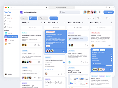 TaskFlow - Project Management Tool for Cross-Functional Teams project management saas ui user experience user interface ux web app