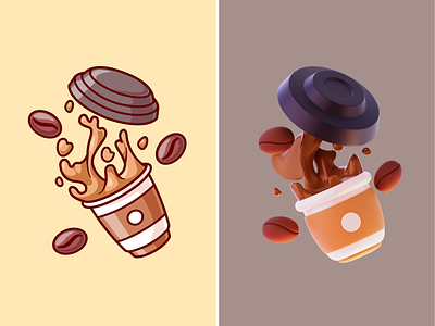 Coffee 2D and 3D🥤 3d design 4d design animation bean blender cafe coffee coffee cup coffee shop drink flying drink food hot coffee icon illustration logo menu water