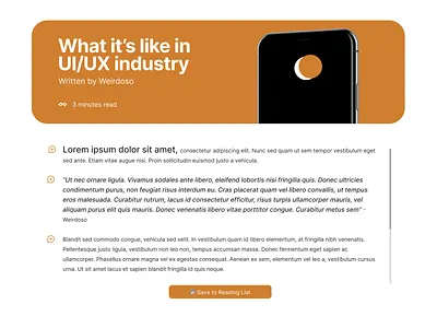 Article UI Design article blog design reading list ui