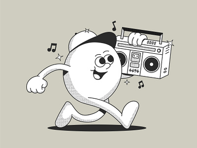 Moving and Grooving cartoon illustration logo mascot rubberhose