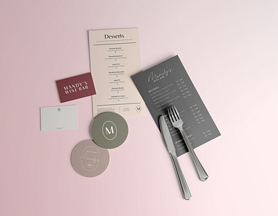 Mandy's Wine Bar Menu branding collateral graphic design icon logo menu packaging restaurant