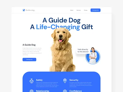 Guide Dog Landing Page design disabilities dog graphic design hospital landing landing page medical pet ui ux web website