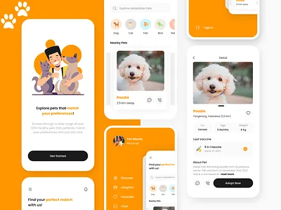 Pet Adoption Mobile App adopt animal app design breed buy cat clean dog ecommerce mobile app modern pet pet adopt pet adoption pet app pet care pet shop pet store sell social