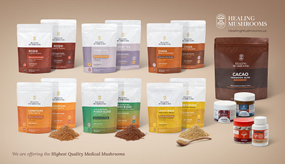 Healing Mushrooms - Branding + Packaging branding graphic design healing mushrooms packaging