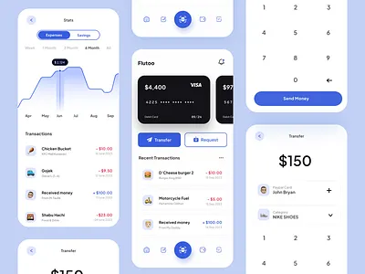Flutoo Banking App bank banking app e money money shop transaction ui ui bank ui ux ux