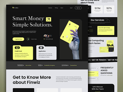 Financial landing page | Fintech Website agency banking agency financial landing page fintech fintech alnding page fintech website landing page landing page for fintech app nft website