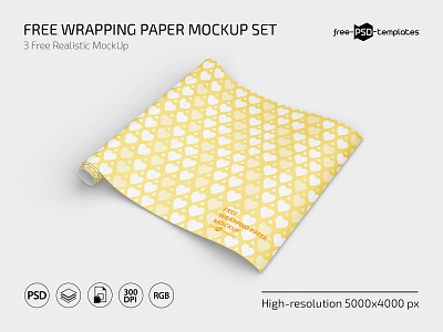 Free Wrapping Paper Mockup PSD Set by Free PSD Templates on Dribbble