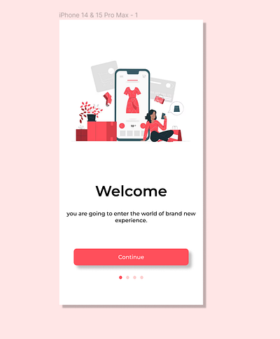 Welcome page of a shopping site app. branding logo ui