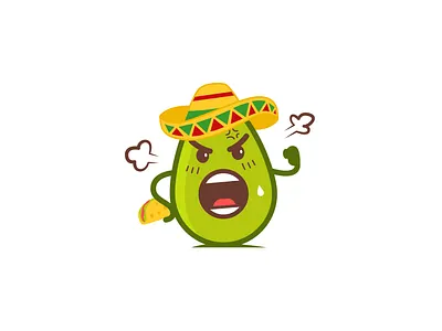 Angry Avocado avocado fruit graphic design logo mascot playful tacos