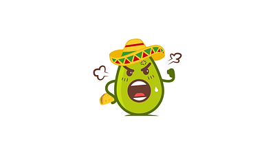 Angry Avocado avocado fruit graphic design logo mascot playful tacos