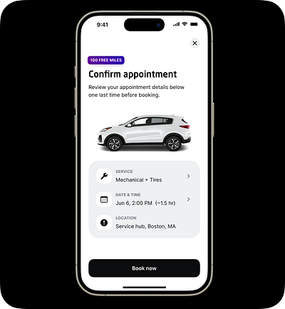 Vehicle service booking app car design ios product design ui ux